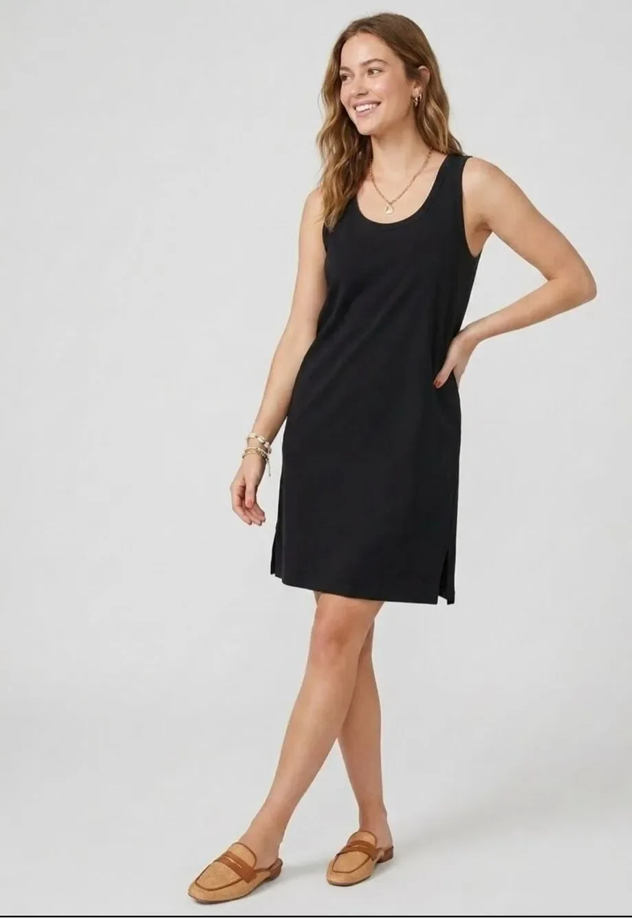 J. Crew 100% Cotton Black Sleeveless T-shirt Dress Size M